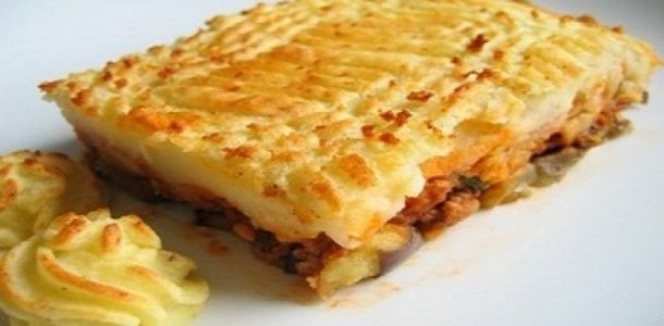 Patates püreli tepsi kebabı